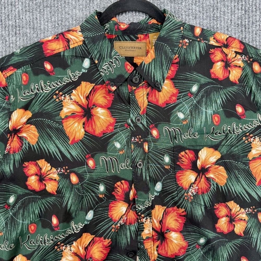 Hawaiian Christmas Shirt Mens XXL Mele Kalikimaka Aloha Holiday Floral - Picture 5 of 9
